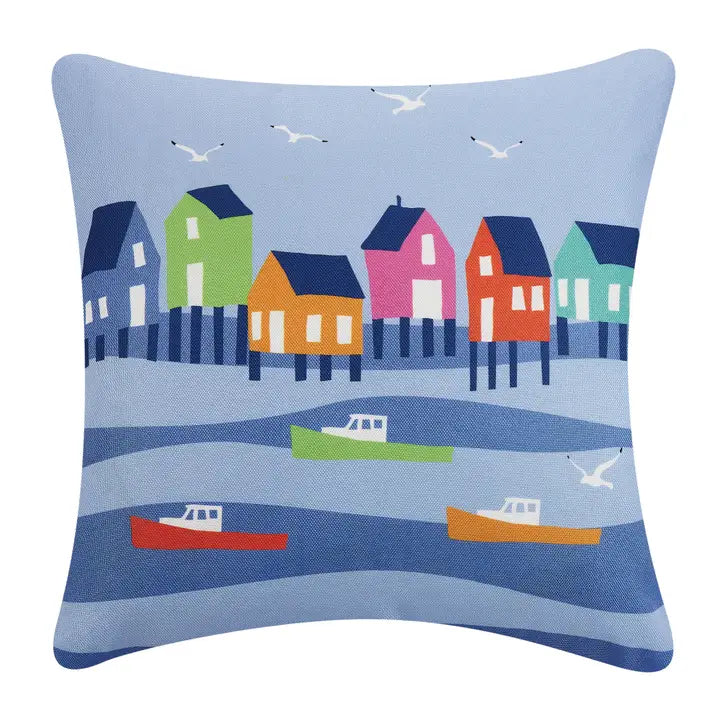 Lobster Cove House Digital Printed Pillow - Kate Nelligan