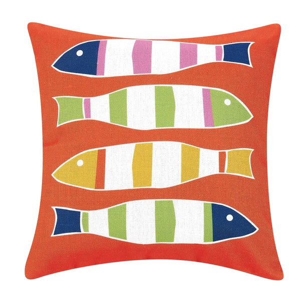 Picket Fish Orange Printed Indoor/Outdoor Pillow - Kate Nelligan