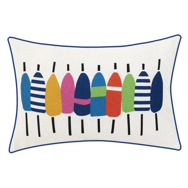 Multi Colored Buoy Indoor/Outdoor Printed Pillow - Kate Nelligan