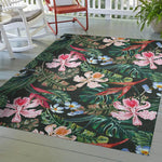 Tropics Floral Black Rug