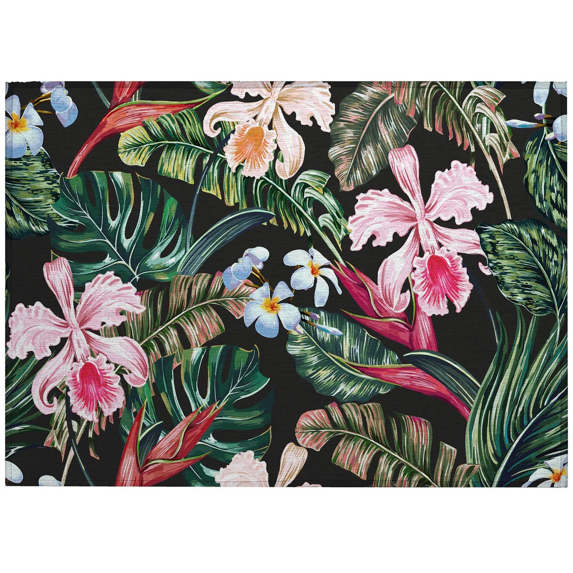 Tropics Floral Black Rug