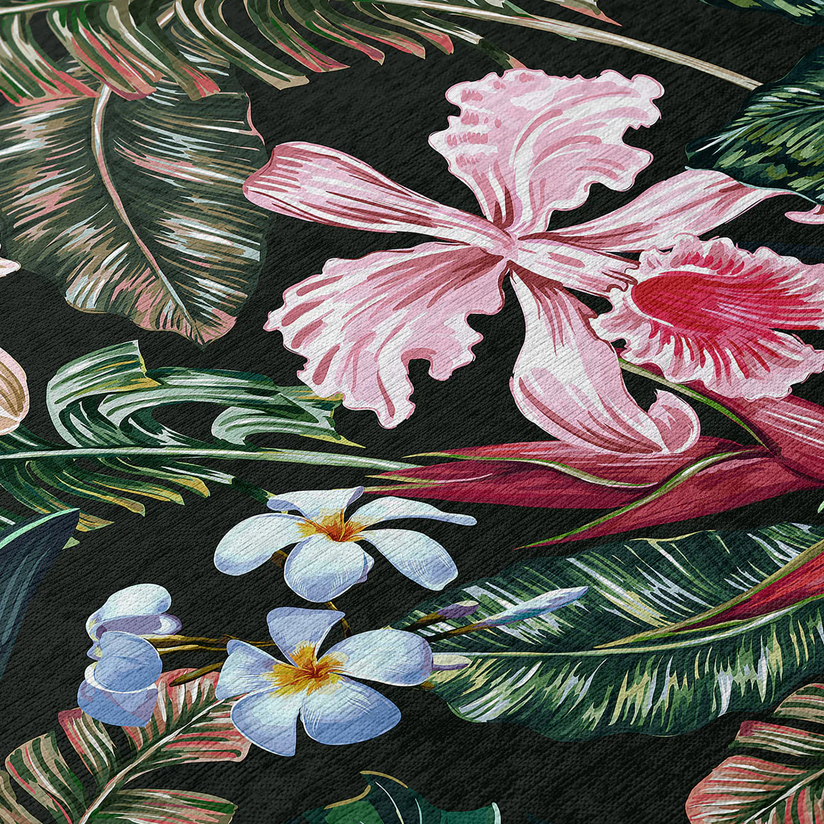 Tropics Floral Black Rug