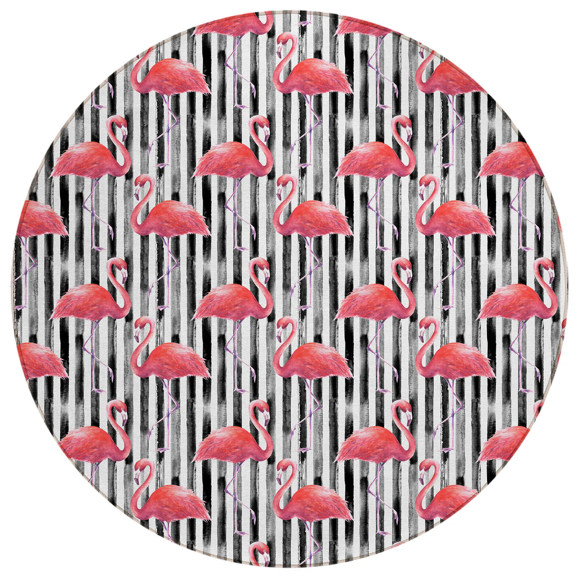 Tropics Flamingo Black Rug