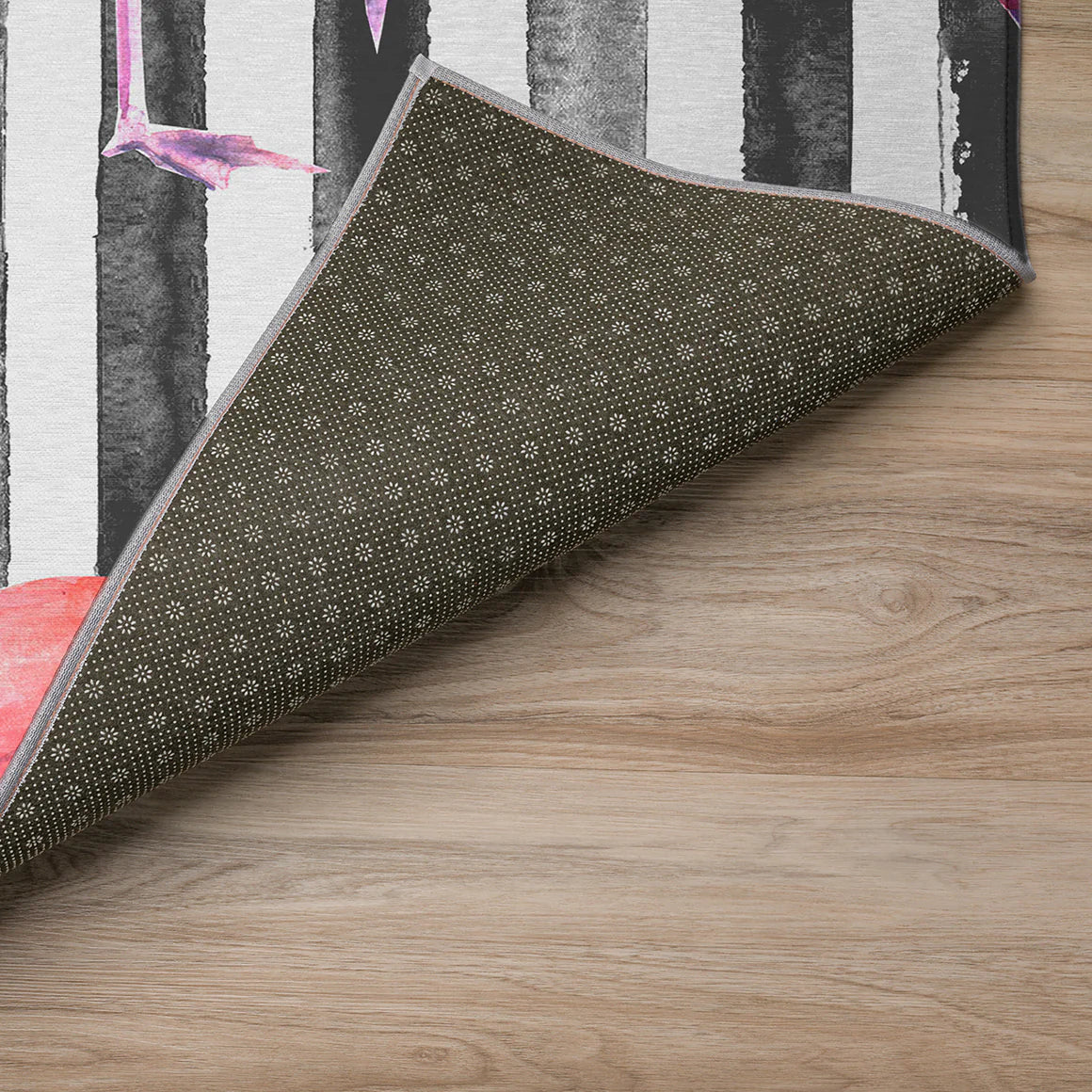 Tropics Flamingo Black Rug