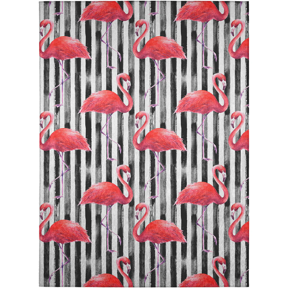 Tropics Flamingo Black Rug
