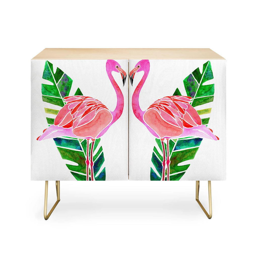 Flamingo and Banana Leaf Credenza