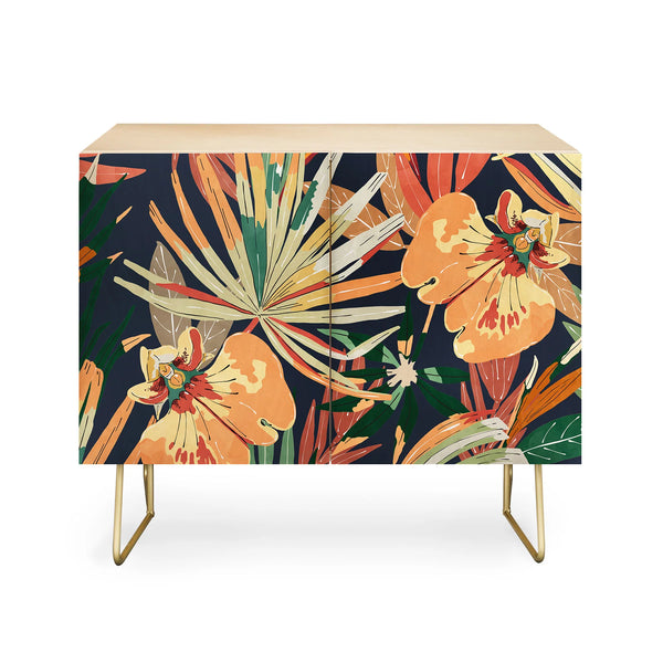 Dark Tropical Botanical Wild A Credenza