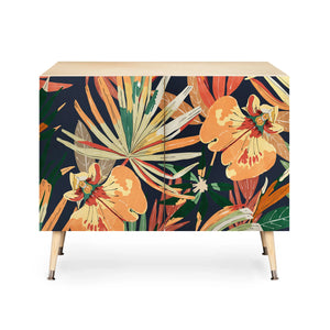 Dark Tropical Botanical Wild A Credenza