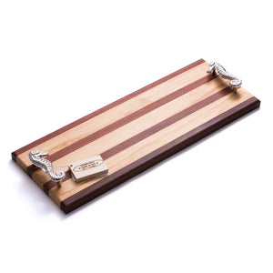 Serving Board Multi-Stripe with Seahorse Handles