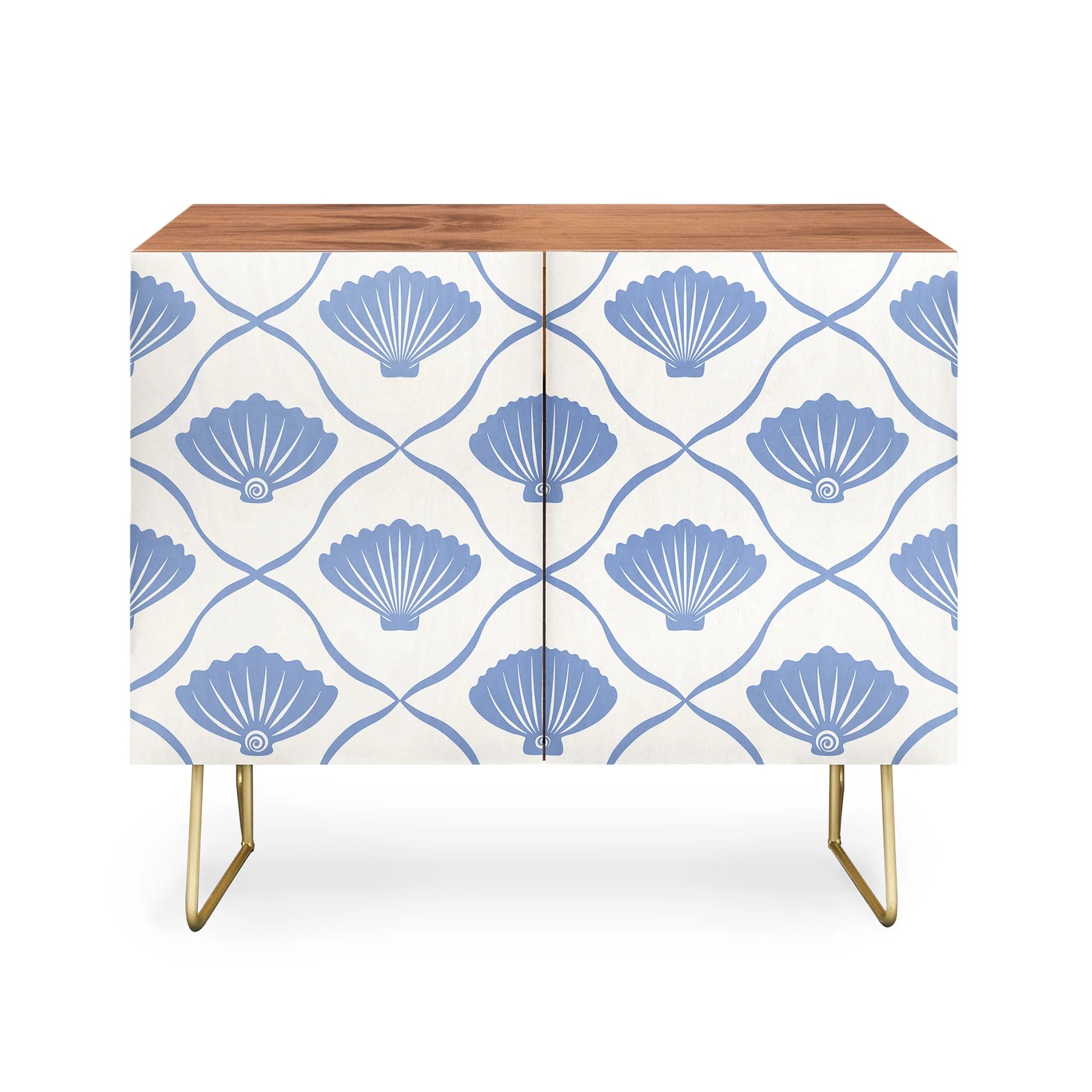 Coastal Ocean Blue Seashells Credenza