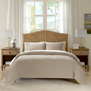 Beige Valencia 3 Piece Matelasse Coverlet Set