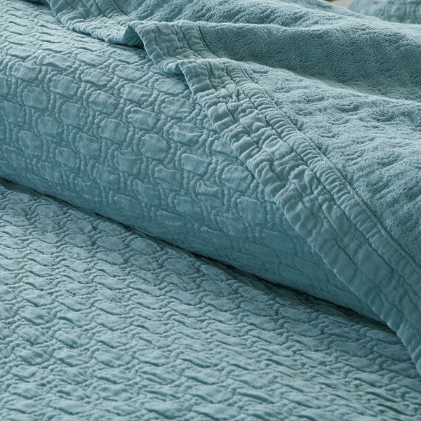 Aqua Valencia 3 Piece Matelasse Coverlet Set