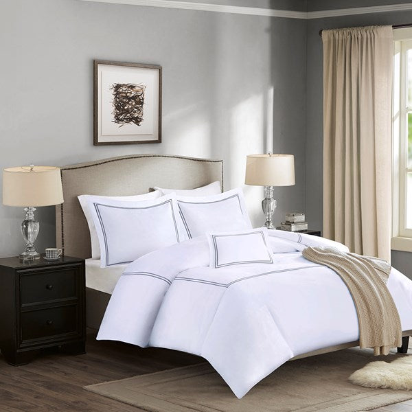 Coastal Luxury Duvet Set with Gray Accents