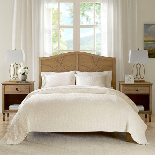 Ivory Valencia 3 Piece Matelasse Coverlet Set