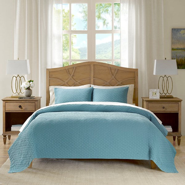 Aqua Valencia 3 Piece Matelasse Coverlet Set