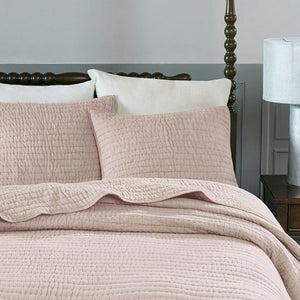 Shell Pink Serene 3 Piece Cotton Coverlet Set