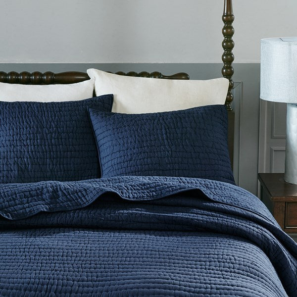 Nautical Blue Serene 3 Piece Cotton Coverlet Set