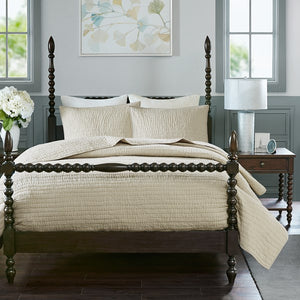 Ivory Serene 3 Piece Cotton Coverlet Set