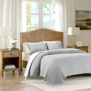 Light Gray Valencia 3 Piece Matelasse Coverlet Set