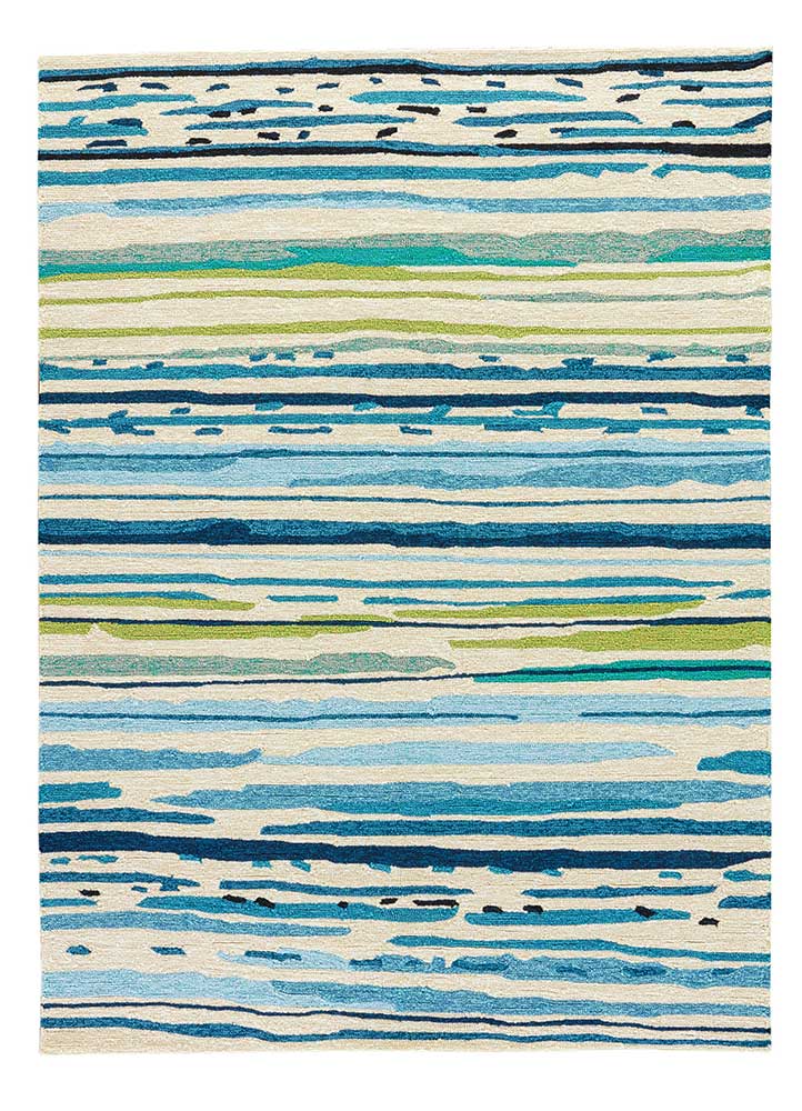 Sketchy Lines Mallard Blue Indoor-Outdoor Area Rug