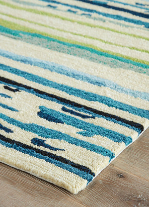 Sketchy Lines Mallard Blue Indoor-Outdoor Area Rug