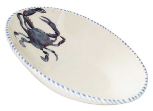 Blue Crab Large Oval Bowl