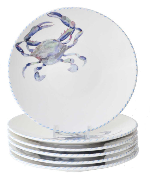 Blue Crab 8 Inch Salad/Dessert Plates (Set of 6)