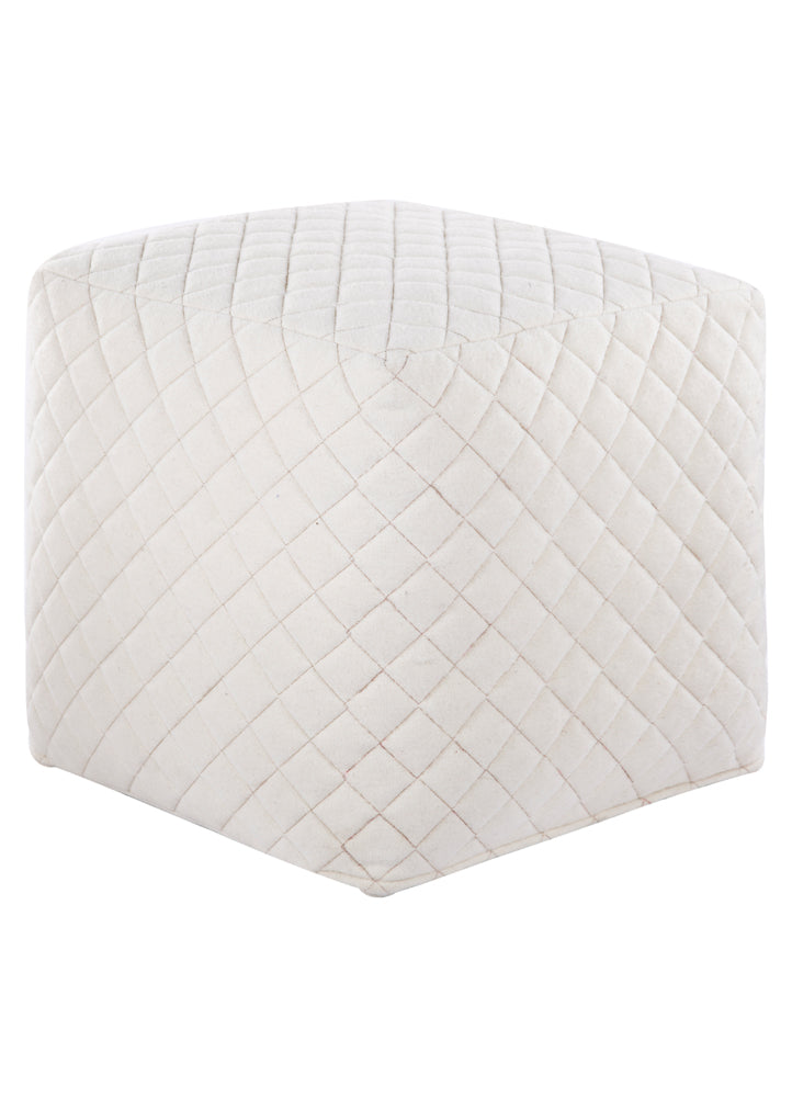 Dove Wool Blend Quilted Pouf