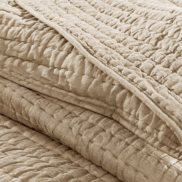 Dark Sand Serene 3 Piece Cotton Coverlet Set