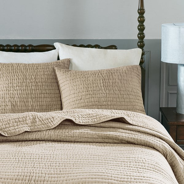 Dark Sand Serene 3 Piece Cotton Coverlet Set