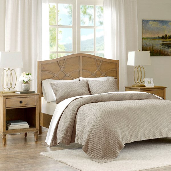 Beige Valencia 3 Piece Matelasse Coverlet Set